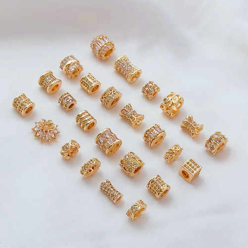 微镶锆石DIY手工14K包金项链吊饰