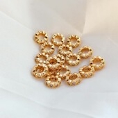 保色配件14K包金镶嵌锆石隔片隔珠大孔串珠8mm手工DIY饰品配饰