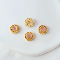 6# розовый камень «кошачий глаз» круглый 11 мм 1 шт.