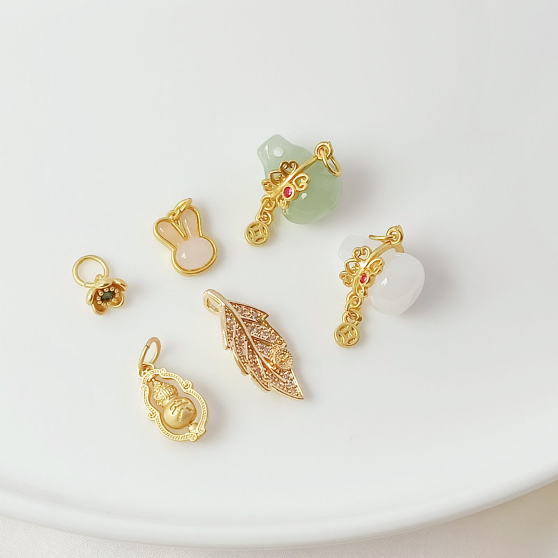 强保色古法金配件微镶锆石葫芦花苞兔头树叶吊坠挂件DIY项坠滴溜,饰品/流行首饰/时尚饰品新,项坠/吊坠,淘宝优惠券,粉丝福利购,淘宝优惠卷