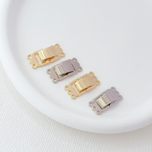 14K包金保色白金两排三排光面手表扣手工DIY手链链接扣背带扣珍珠