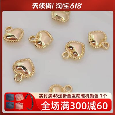 包金光面爱心形项链挂件diy饰品