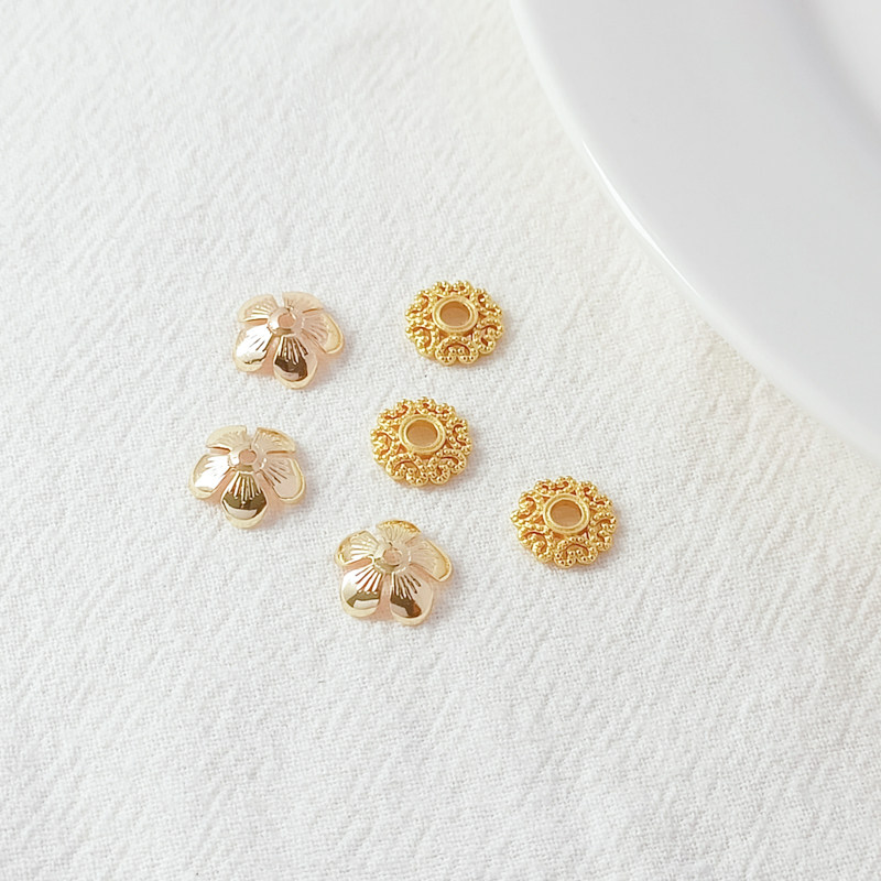 14K包金保色五叶花瓣哑金爱心花托隔片手工DIY手串手链垫片饰品,饰品/流行首饰/时尚饰品新,其他DIY饰品配件,淘宝优惠券,粉丝福利购,淘宝优惠卷