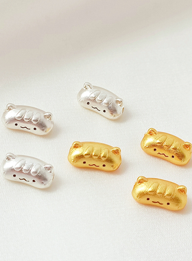 铜镀24K沙金光面法棍猫猫隔珠
