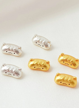 铜镀24K沙金光面法棍猫猫隔珠