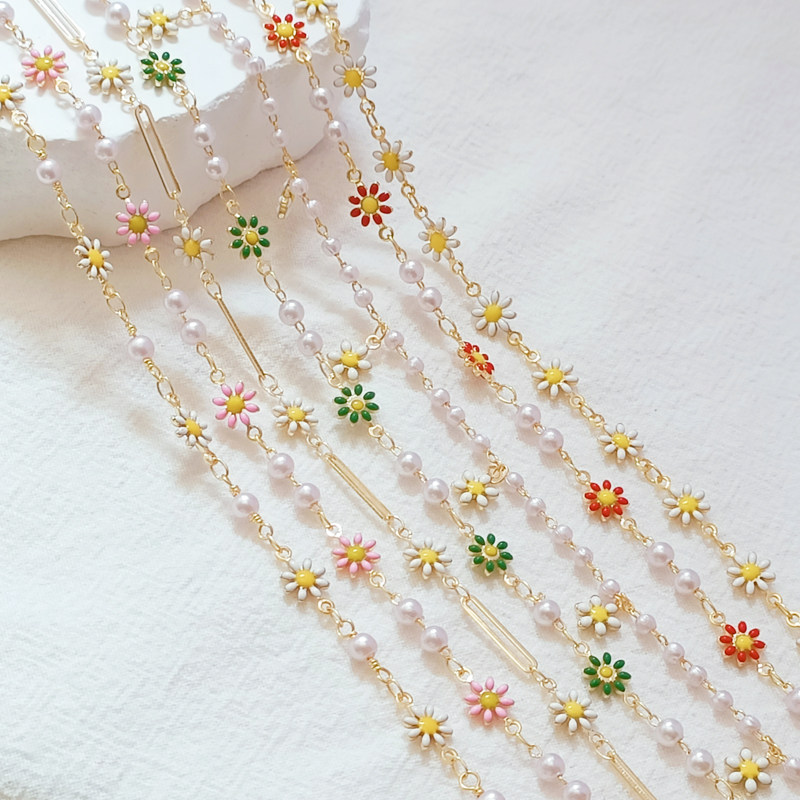 保色14K包金小雏菊珍珠小花链条自制手工DIY手链项链饰品手作散链,饰品/流行首饰/时尚饰品新,链条,淘宝优惠券,粉丝福利购,淘宝优惠卷