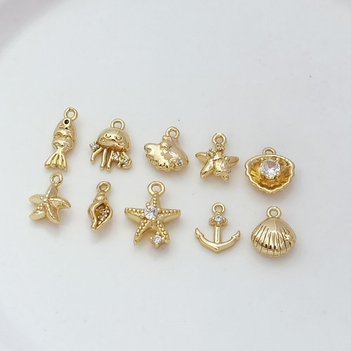14K包金保色锆石海星贝壳吊坠