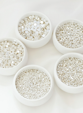 铜镀厚银保色大孔小方珠隔珠散珠切角珠小碎银diy串饰手链项链