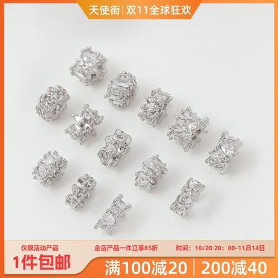 强保色铜镀白金色镶锆桶珠隔珠