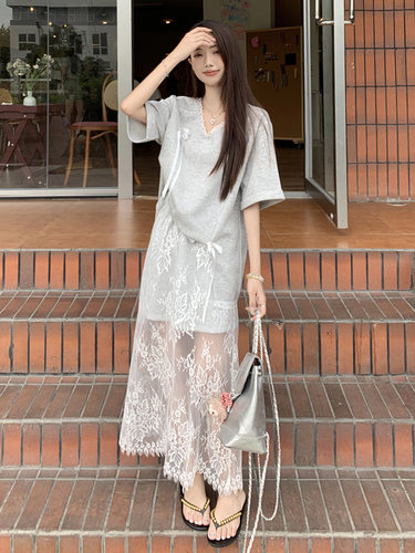 大码女装夏季新款宽松减龄两件套