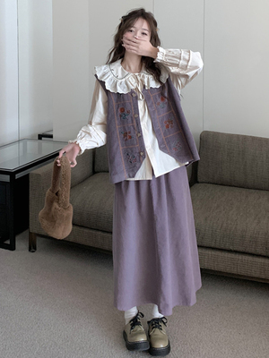 大码女装秋冬新款学院风显瘦套装