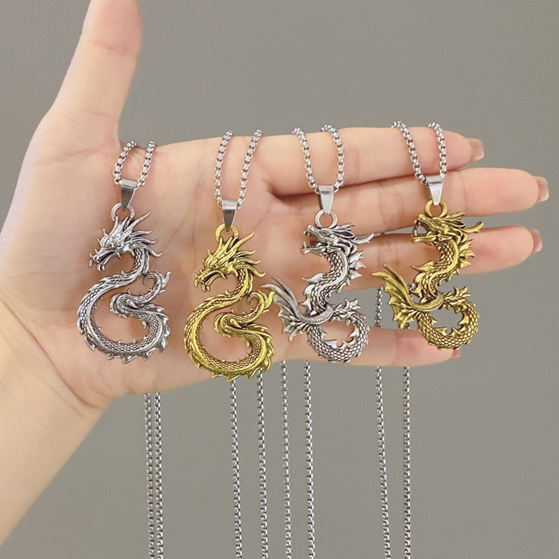 儿童项链男女童时尚生肖龙吊坠个性潮童链子男孩嘻哈中国风配饰链