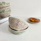 陶瓷釉下彩家用汤碗复古风日式 日单studio clip 浮雕拉面碗高颜值