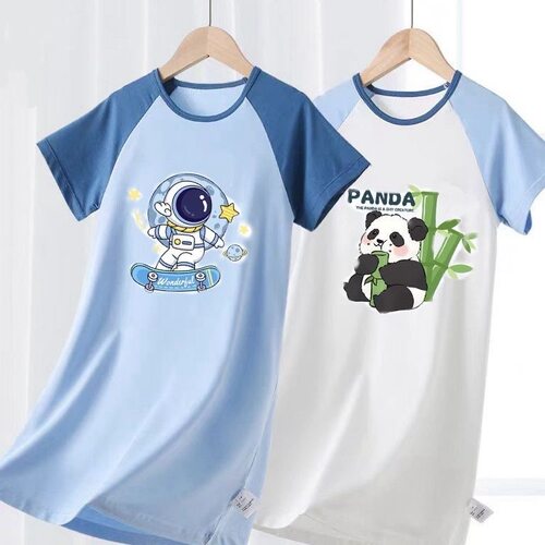儿童夏季割包皮术后纯棉男童睡衣中大童家居服男孩短袖睡裙空调服