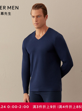 Aimer Men爱慕先生20AW牛奶丝绒暖衣秋冬保暖内衣V领长袖NS72D472