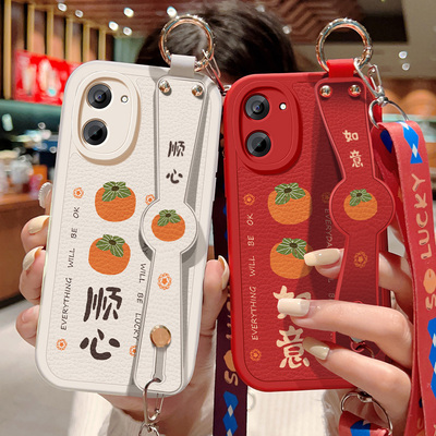 适用一加Ace5竞速版手机壳防摔OnePlus硅胶软边1+Ace5至尊版可斜挎腕带全包边保护套女喜庆文字背带挂绳新款