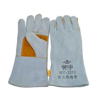 明宇加长加掌手套防火线船厂电焊焊工铆焊内衬纯皮隔热耐磨手套