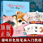 彩色铅笔画零基础自学绘画入门技法教程手绘书 呆萌小动物画起来：喵星人与汪星人 彩铅画动物步骤解析画册教学图书籍 旗舰正版