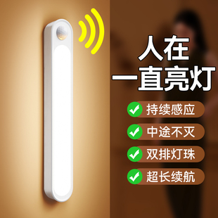 人在一直亮感应灯人来即亮人走即灭楼梯踏步入户门免接线可充电款