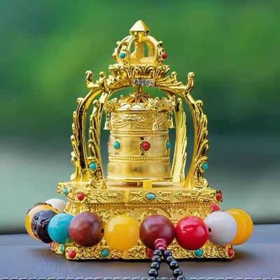 车载太阳能转筒摆件车内高档西藏转轮汽车装饰品中控台摆件汽车用