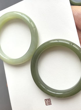 多款天然和田玉手镯青海料晴水湖水绿玉镯送亲人朋友证书工厂价