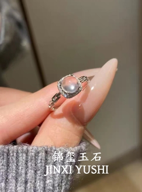 天然水沫玉s925银戒指女小众设计感高级轻奢食指戒时尚个性百搭