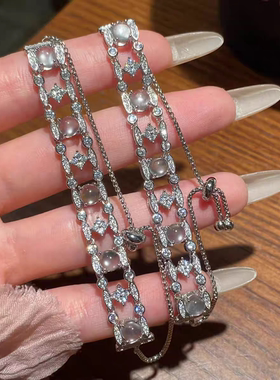 天然水沫玉手链S925纯银豪镶女款轻奢小众精致闺蜜礼物送女友