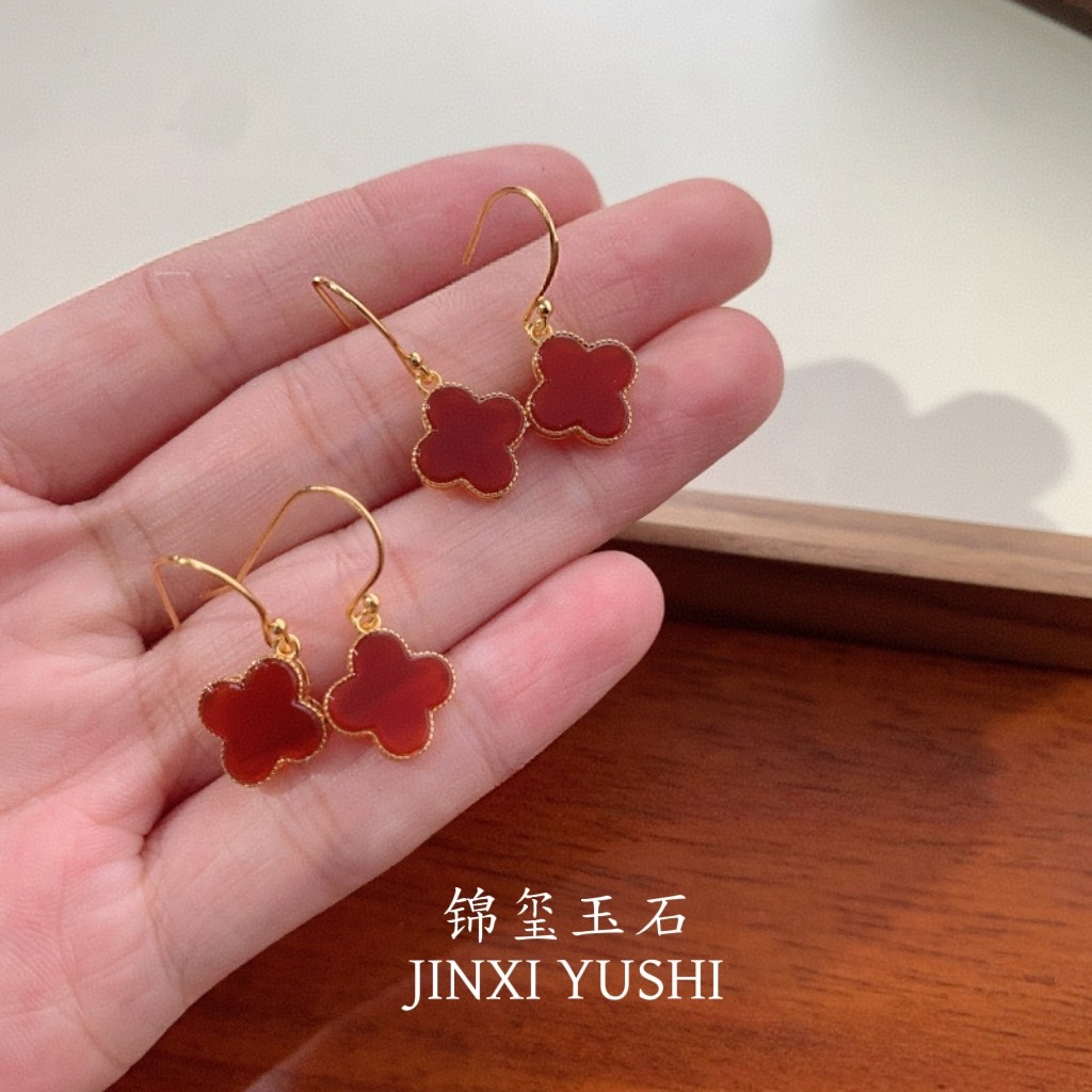 多款四叶草红玛瑙吊坠耳钉手链S925纯银小众设计感高级感手饰,饰品/流行首饰/时尚饰品新,组合套装,淘宝优惠券,粉丝福利购,淘宝优惠卷