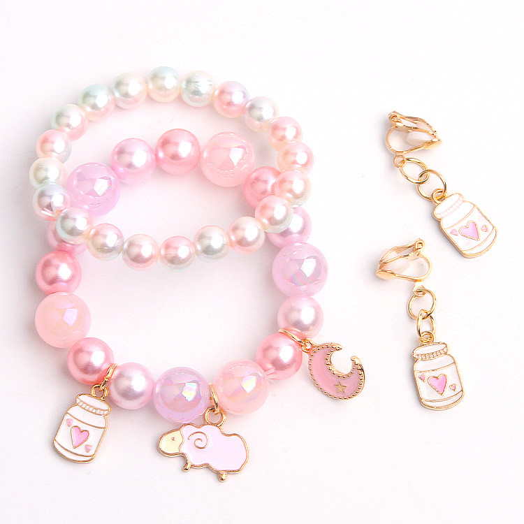 女童手链少女手环饰品女孩亲子卡通公主仿水晶手镯可爱小挂件手串