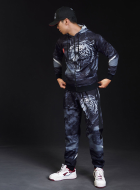 MMA男士运动秋冬老虎头卫衣卫裤套装泰拳击服UFC大码健身房外套服