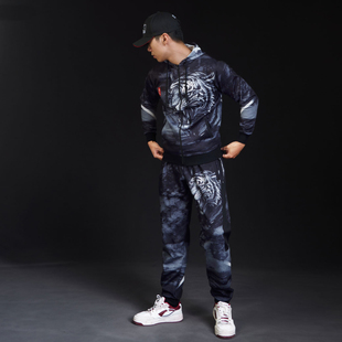 MMA男士运动秋冬老虎头卫衣卫裤套装泰拳击服UFC大码健身房外套服