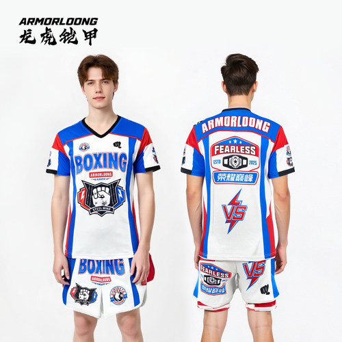 龙虎铠甲搏击训练服T恤定制短裤