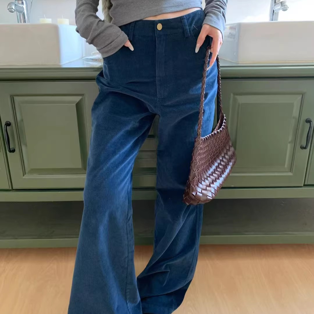 2025冬季新款百搭高腰直筒长裤