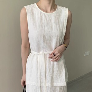 MOOTEA抹茶2025春夏季新款时尚休闲假叉上衣背心+百搭半身裙套装