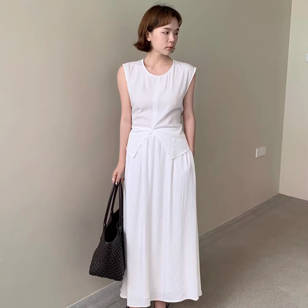 MOOTEA韩版2025夏季新款时尚百搭气质背心上衣+休闲半身裙套装女