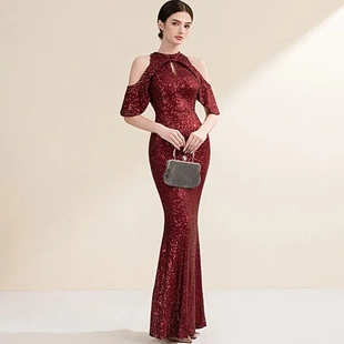 主持人晚礼服裙鱼尾裙子晚宴高端长款名媛女宴会修身宴会气质简约
