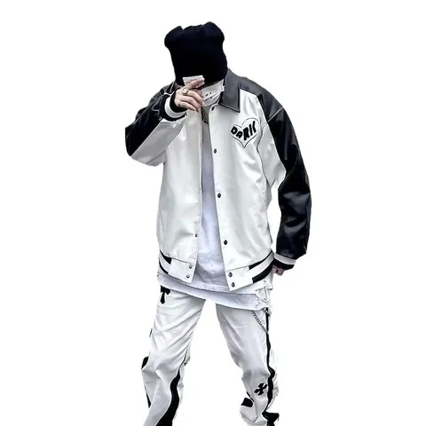 女款夹克同款pu皮潮牌棒球服外套网红秋季上衣新款机车风黑白拼色,运动服/休闲服装,棒球服,淘宝优惠券,粉丝福利购,淘宝优惠卷