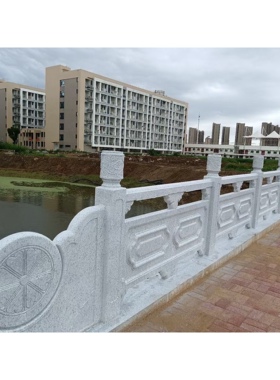 桥梁河道水泥扇形祥云仿石栏杆仿铸造石砼仿古雕花河堤护栏模具