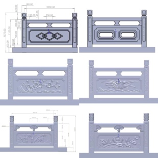水泥仿铸造护栏模具仿古石雕栏杆模具仿石花岗岩栏板塑料模具