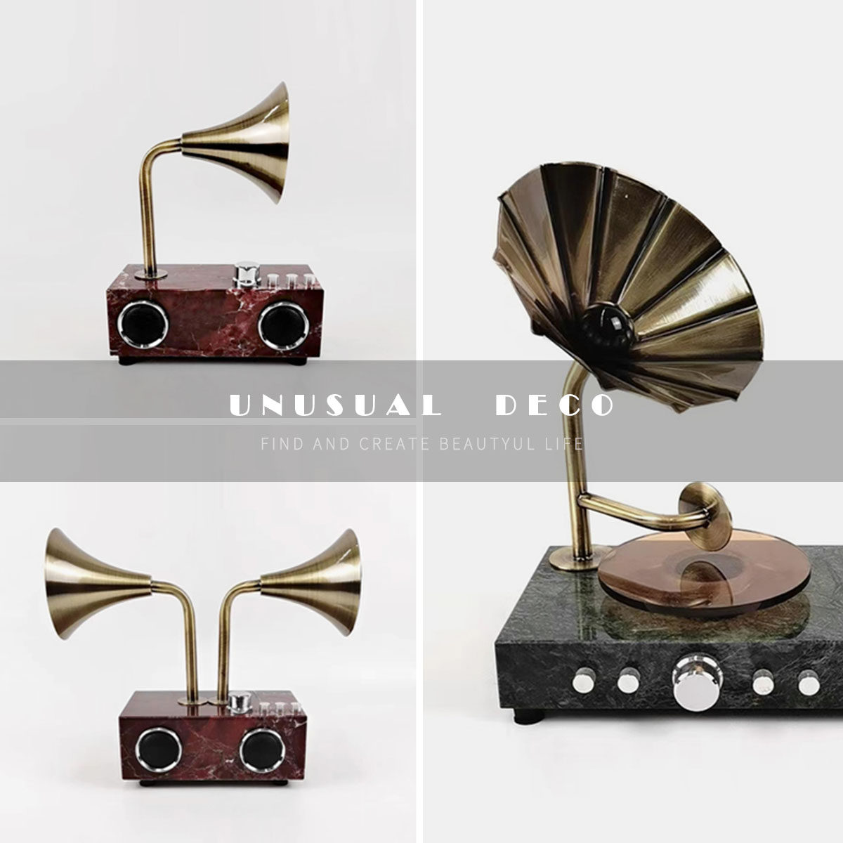 unusual 简约现代收音机唱片机摆件样板间书房仿真留声机民宿装饰