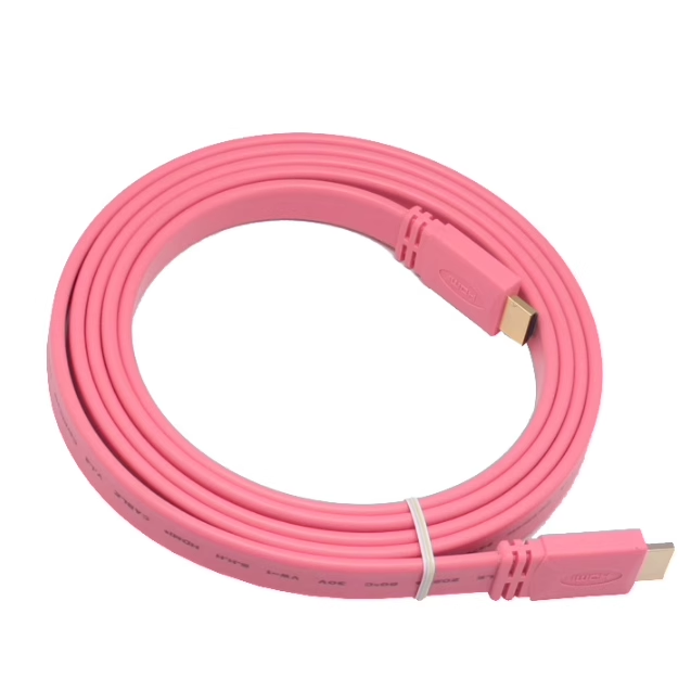黄刀正品HDMI线1.4版扁线 高清线2米/3米/5米彩色面条数据线
