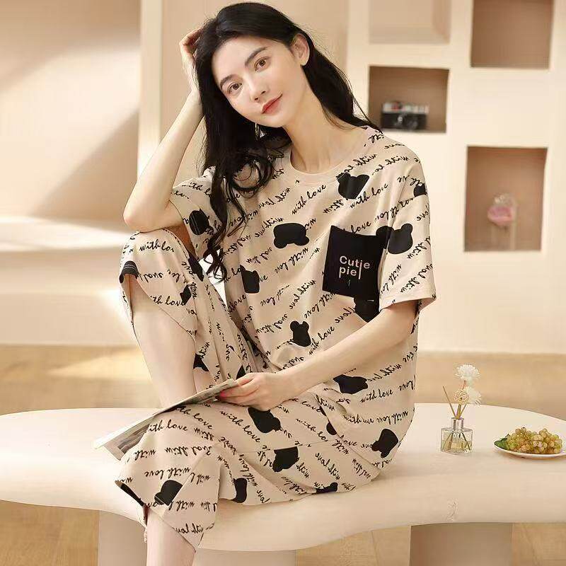 大码睡衣女200斤加肥加大夏季纯棉短袖300斤胖妹妹可爱家居服套装