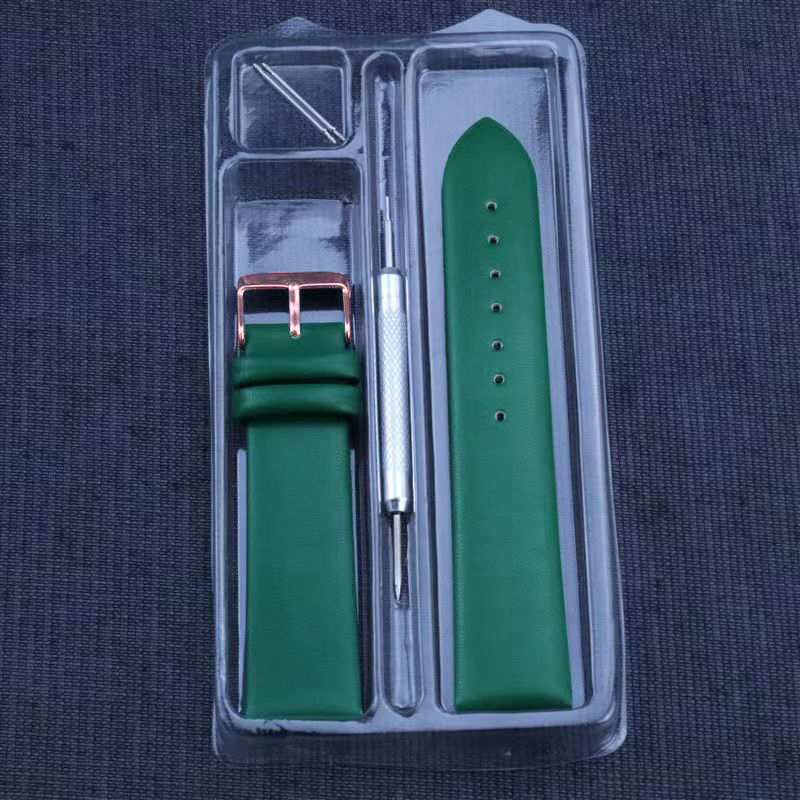 【盒装】柔软高品质真皮紫绿表带