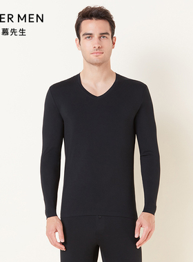 爱慕先生保暖内衣男士秋衣红色莫代尔可外穿薄打底上衣NS72V21