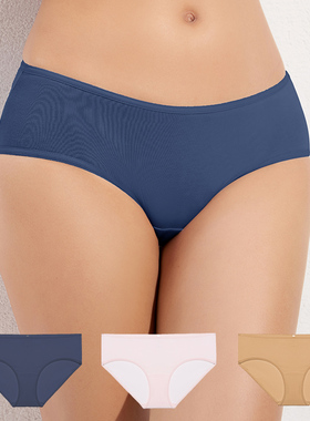 3条装 爱美丽正品纯棉内裤女士纯色棉柔舒适中腰平角裤IM23BAU2