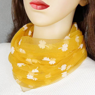 饰遮颈纹百搭脖套 装 糖果色女士小围脖套头防晒护颈部纱巾夏季 薄款