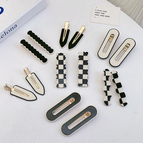 棋盘格子发夹侧边无痕发卡女前额刘海鸭嘴夹网红2025新款夹子头饰