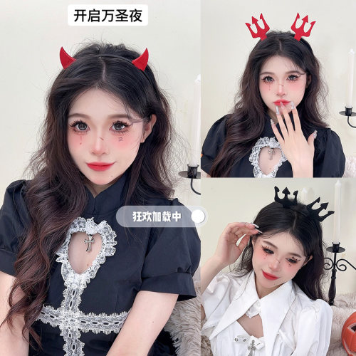 万圣节发饰红色恶魔搞怪南瓜发夹