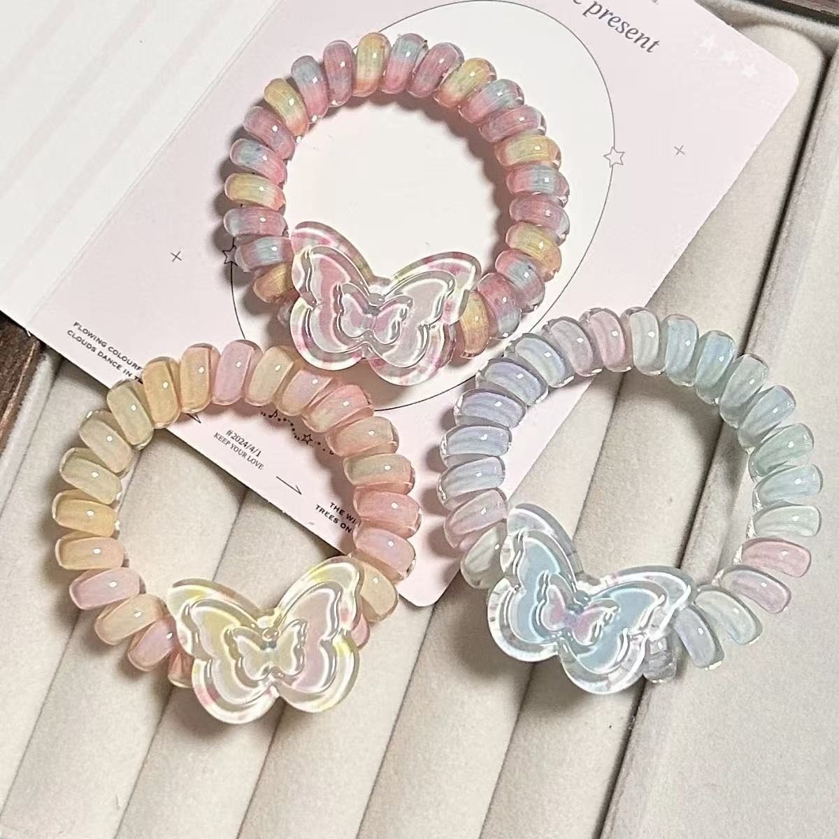 高级感蝴蝶电话线发圈2025新款高弹力可爱不伤发头绳扎头皮筋头饰,饰品/流行首饰/时尚饰品新,发饰,淘宝优惠券,粉丝福利购,淘宝优惠卷