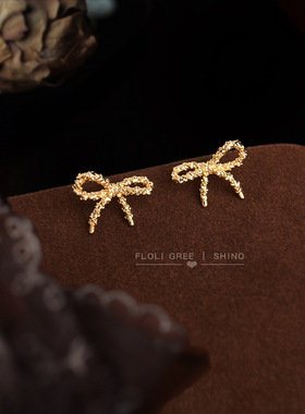 时尚感简约小巧沙面蝴蝶结镀银针新款耳钉工厂耳饰女 供应链